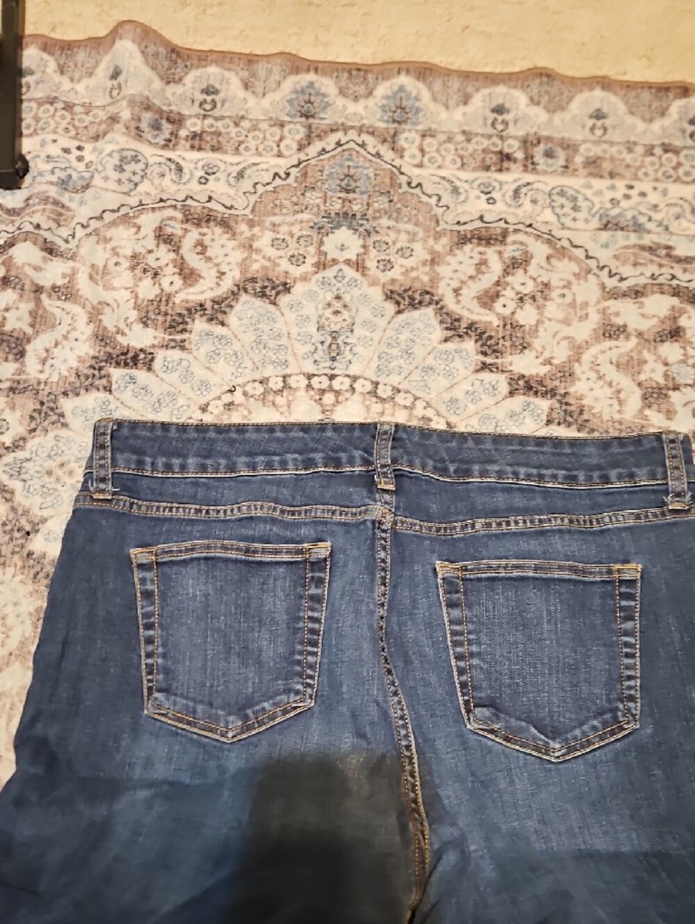 St. John's Bay Navy Straight-Leg Jeans with Pink & Yellow Floral Embroidery - Picture 5 of 7